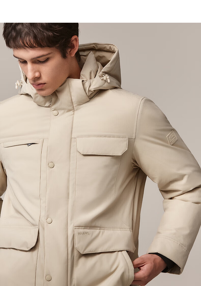 HAZZYS Men's Winter PHIZ Series Multi-Pocket [Three-Proof] Loose Down Jacket ASFZU0CDI02 14
